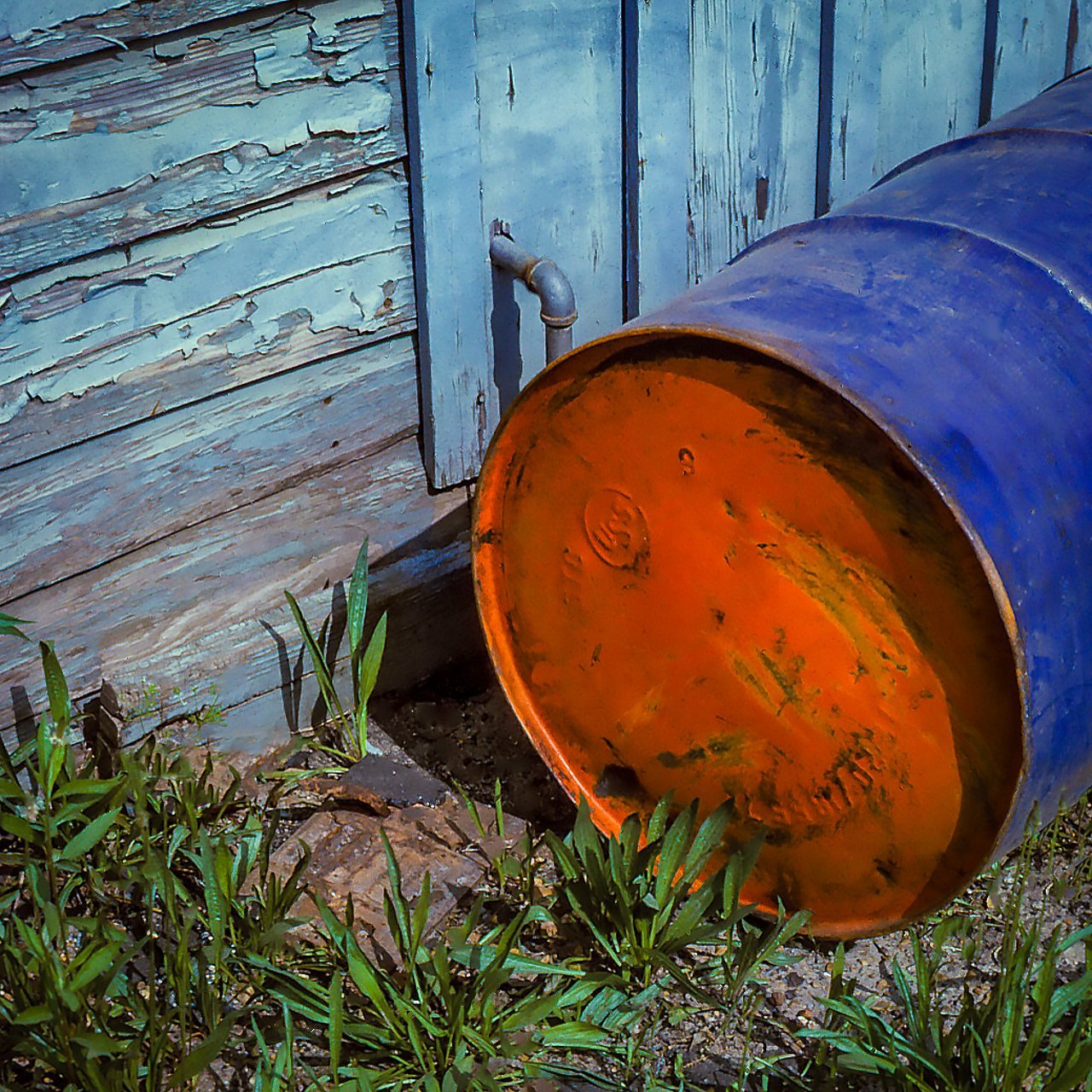 Paper Print Blue Barrel with Orange End LIC JaiGieEse PhotoArt
