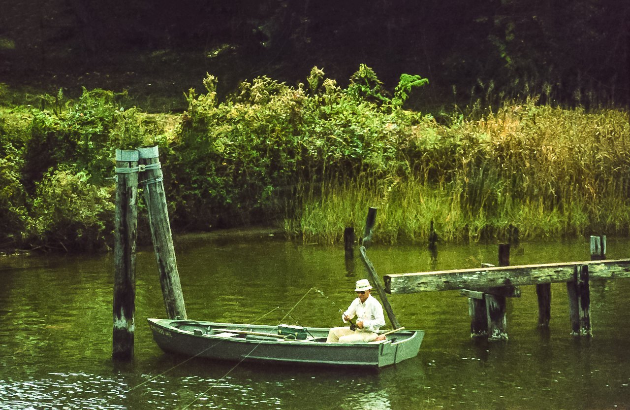 Paper Print Fisherman in John Boat
